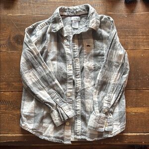 Gray Plaid Button Down Boys Shirt